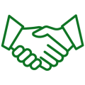 Icon für Zuverlässigkeit mit Handschlag