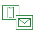 Icon für Kontakt mit Handy und Kuvert